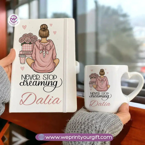 Motivation Set ( Heart handle mug +Notebook)