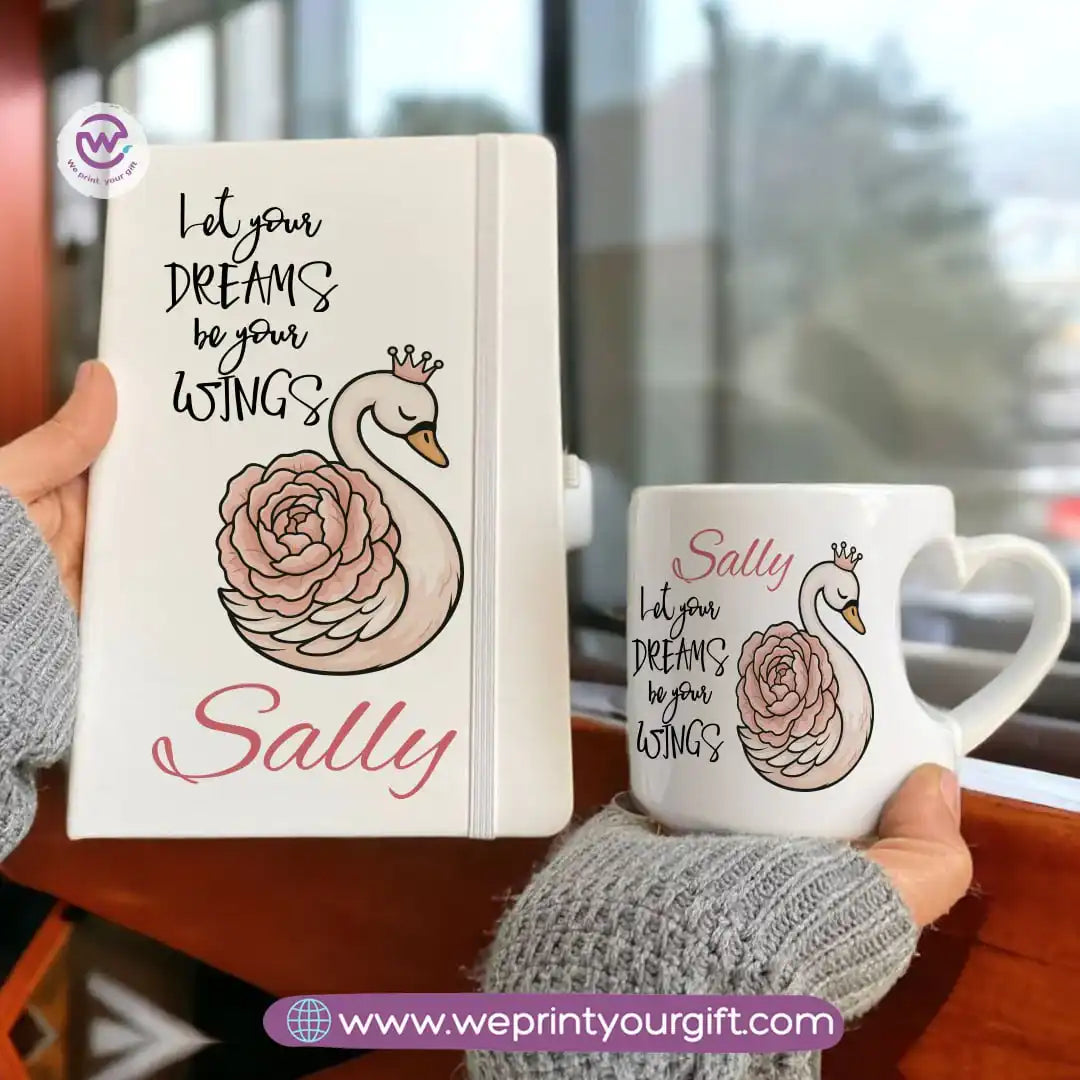 Motivation Set ( Heart handle mug +Notebook)