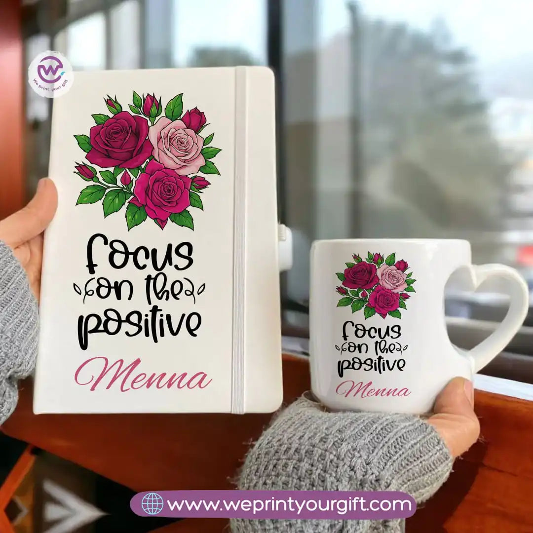 Motivation Set ( Heart handle mug +Notebook)