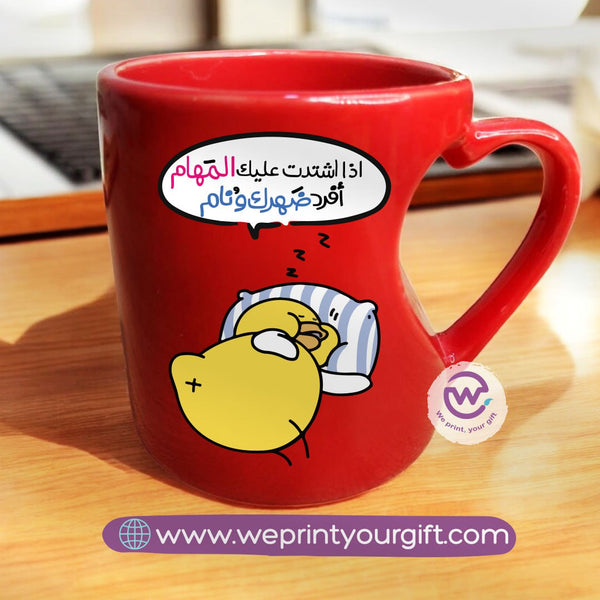 Red Heart Handle Mug -Comic