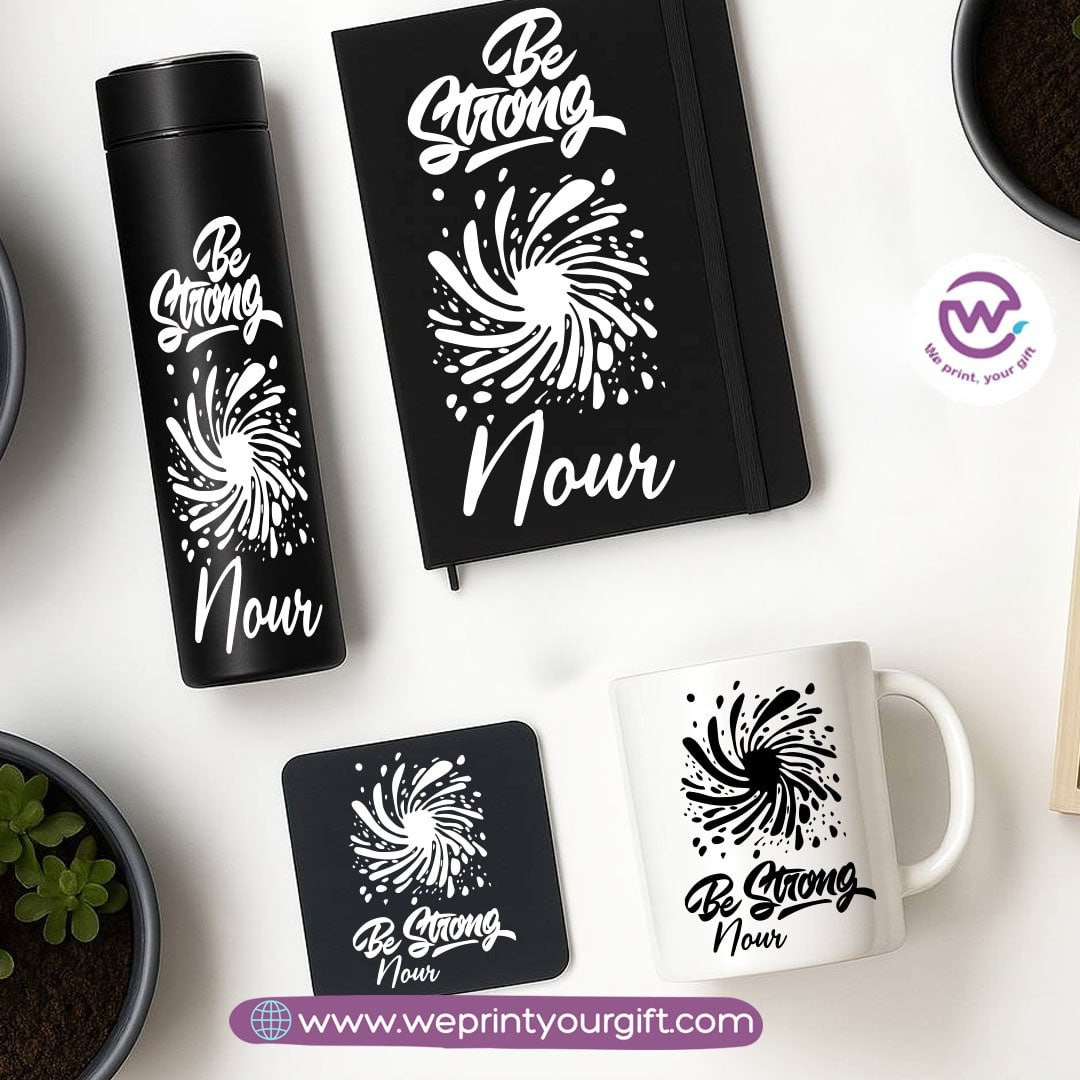 Personalized Motivational Gift Set with Name – 4 Pieces (Black Edition)