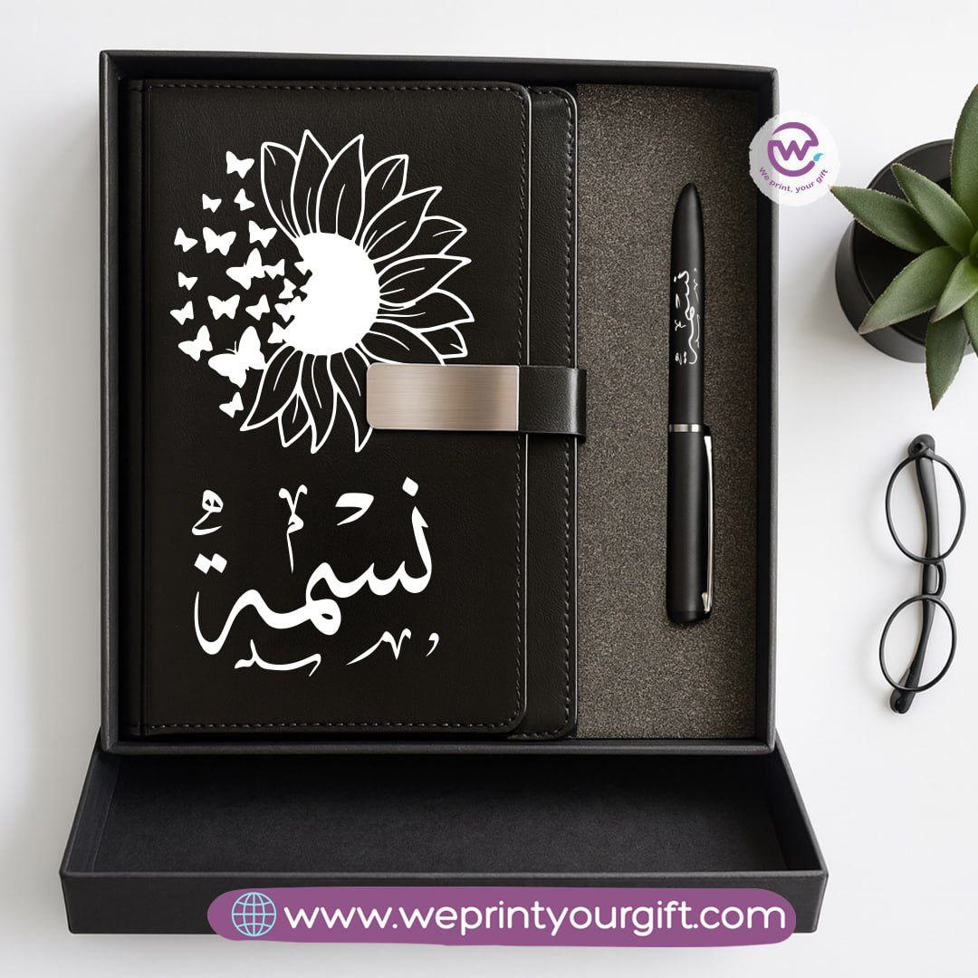 Personalized One Line Art Gift Box – Custom Name Notebook & Engraved Pen
