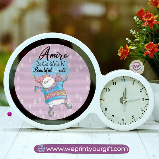 Round Magic Mirror with Clock – Christmas Edition