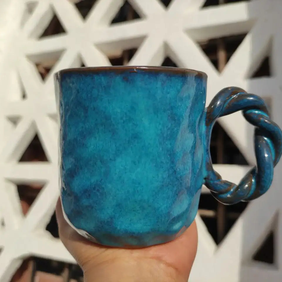 Blue Cloud Handmade Pottery Mug – 300 ml - Customization Options - WE PRINT