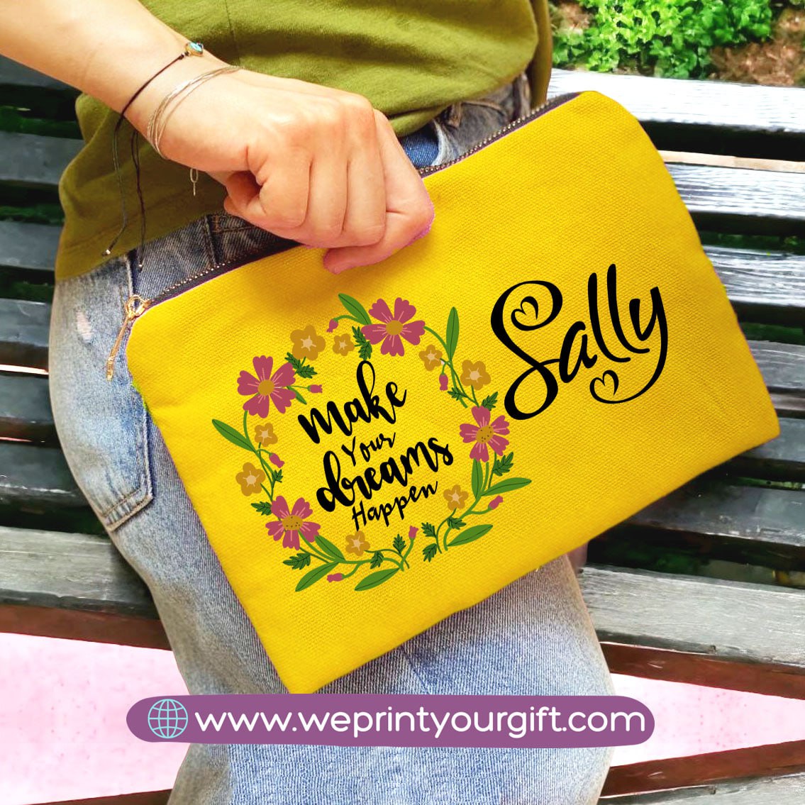 Fabric makeup case- English quotes