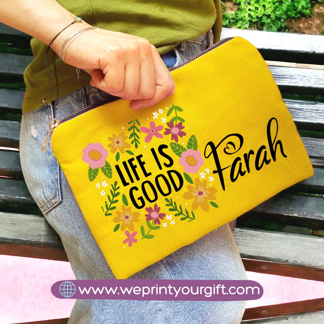 Fabric makeup case- English quotes