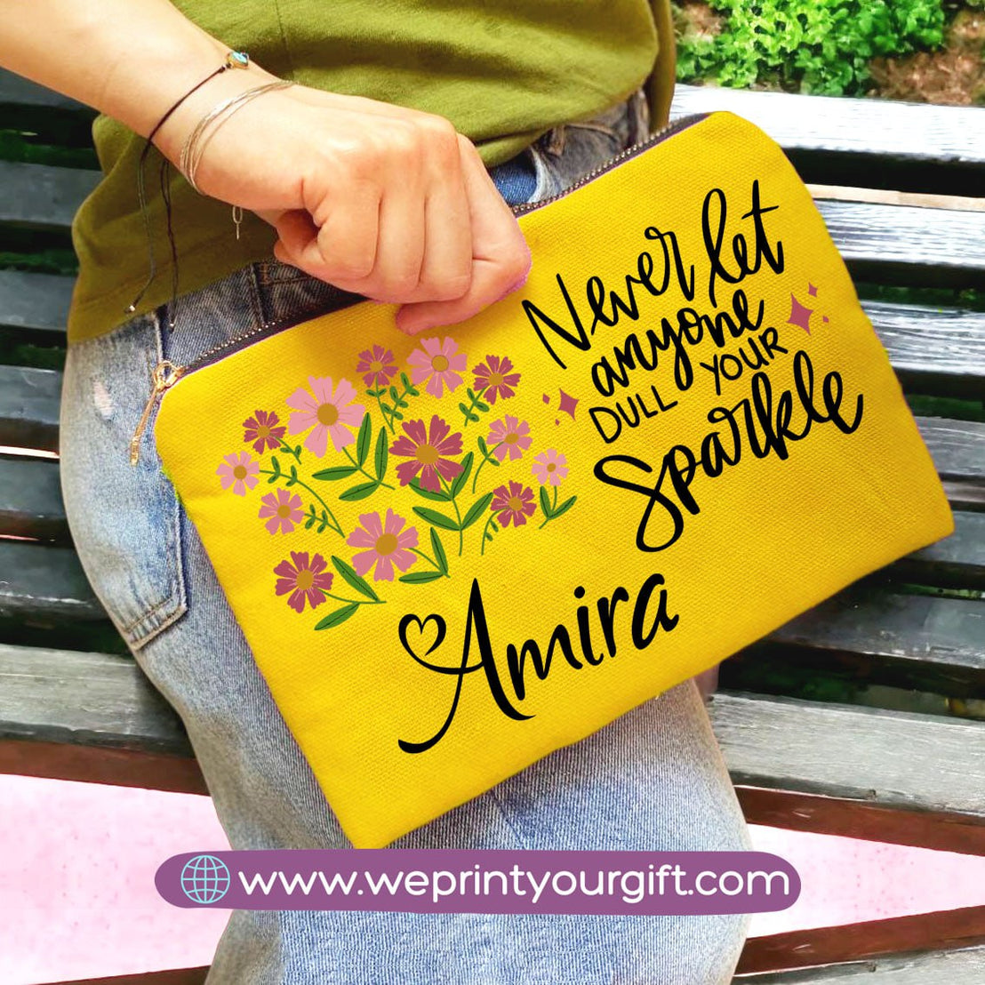 Fabric makeup case- English quotes