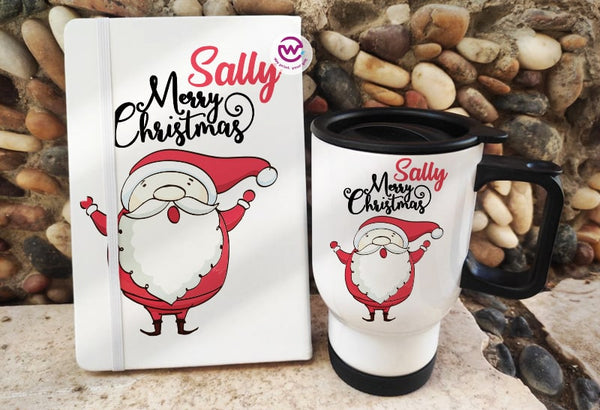 Set (Travel mug + Rubber notebook )- Christmas