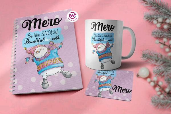 Set (notebook + mug + coaster)-Christmas