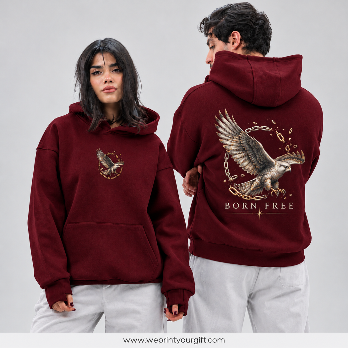 Unisex "Born Free" Hoodie - Premium Melton Cotton