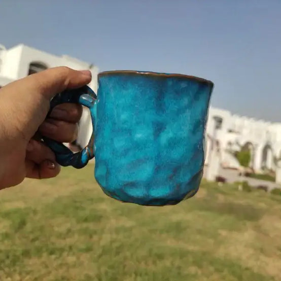 Blue Cloud Handmade Pottery Mug – 300 ml - Customization Options - WE PRINT