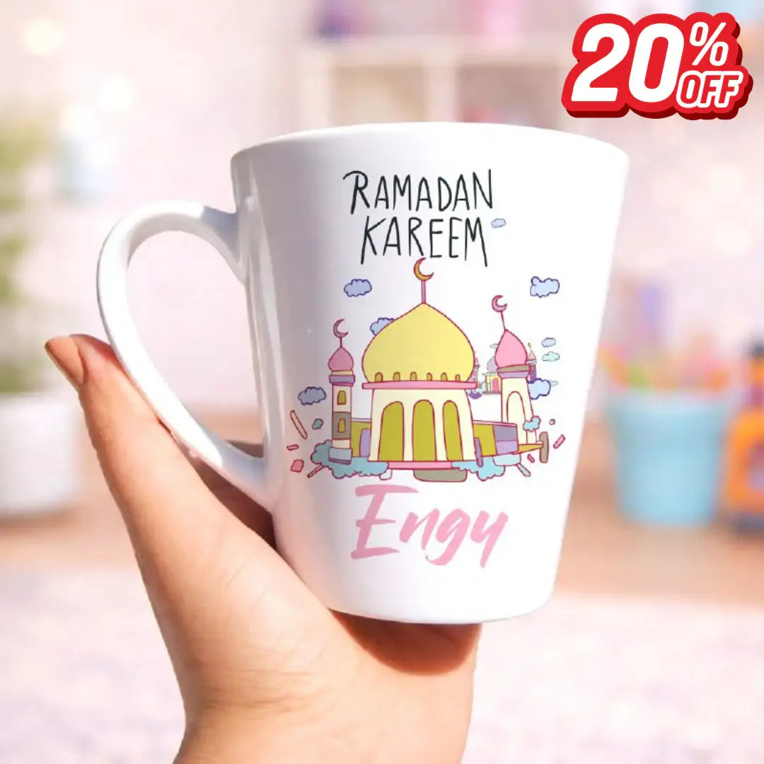 Conical White Ceramic Mug - Ramadan Offer - 20% Discount - WE PRINT