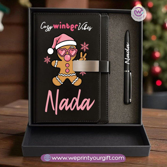 Christmas Leather Gift Box – Personalized Notebook & Engraved Pen