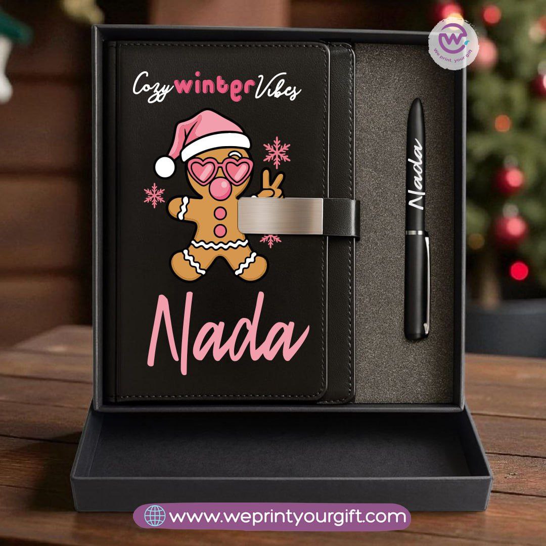 Christmas Leather Gift Box – Personalized Notebook & Engraved Pen
