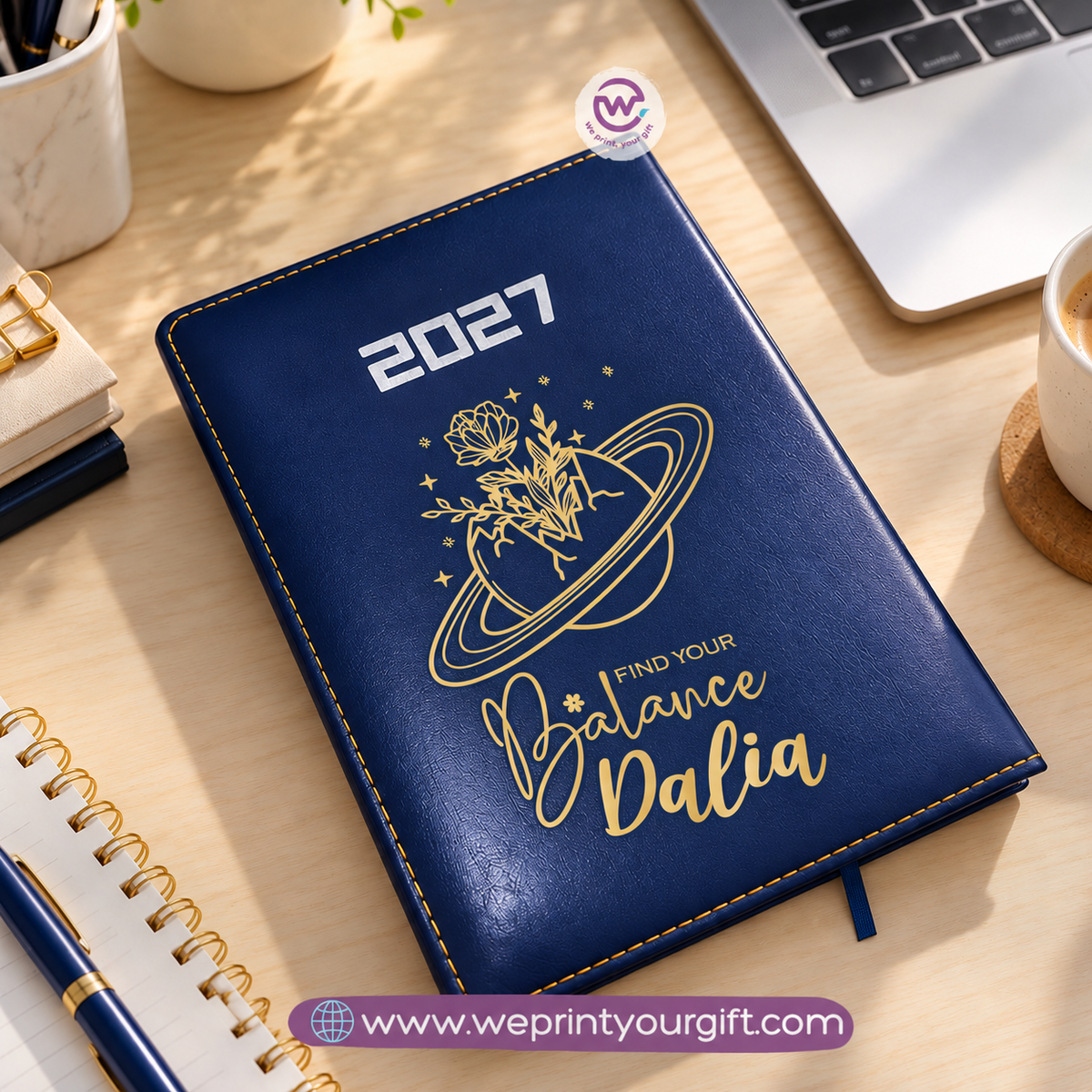 2027 Personalized Agenda – Gold Motivational Designs