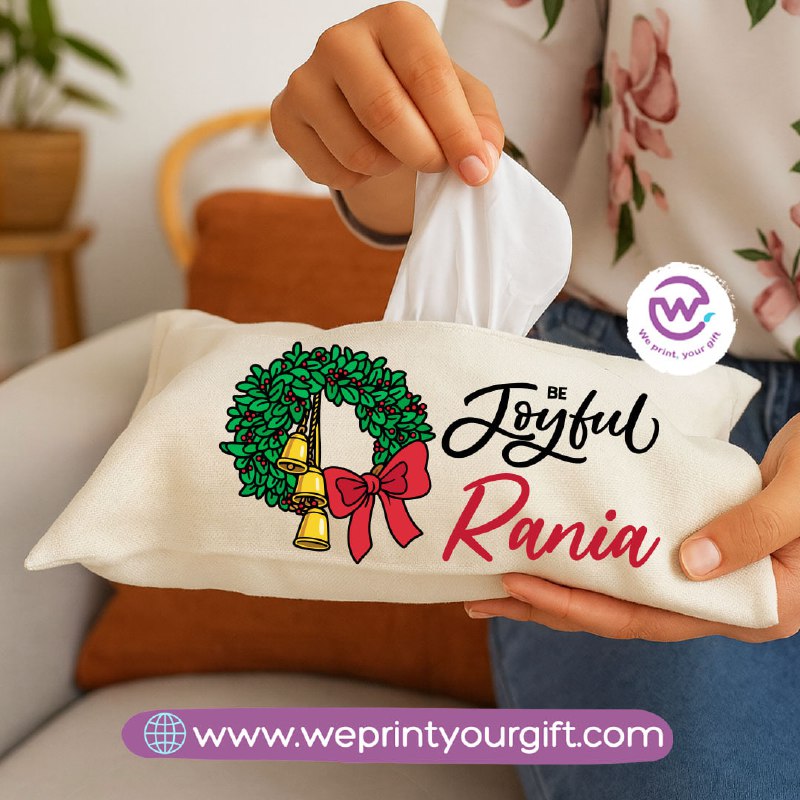 Personalized Fabric Tissue Holder – Christmas Designs