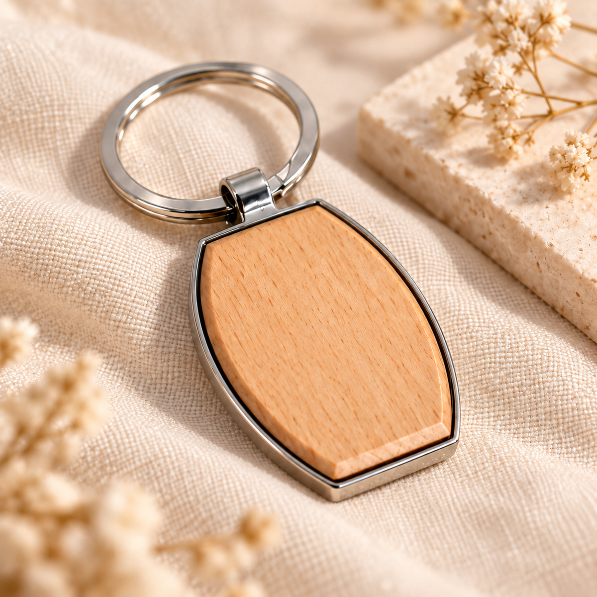 ميدالية مفاتيح من الخشب والمعدن - خيارات التخصيص