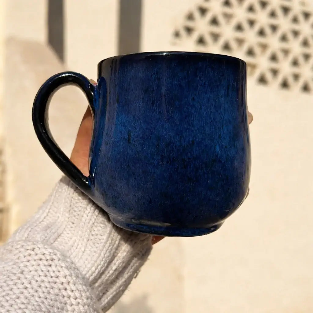 Dark Blue Handmade Pottery Mug – 350 ml - Customization Options - WE PRINT