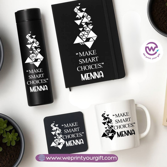 Personalized Motivational Gift Set with Name – 4 Pieces (Black Edition)