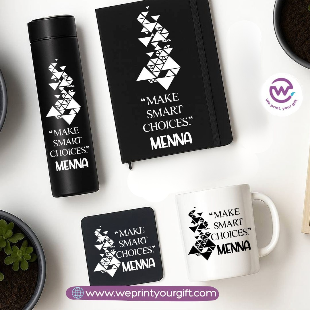 Personalized Motivational Gift Set with Name – 4 Pieces (Black Edition)