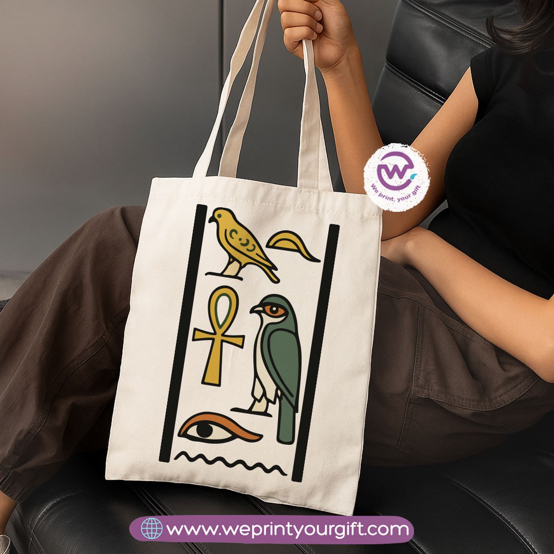Ancient Egyptian Heritage Canvas Tote Bag – Premium Heavy Fabric