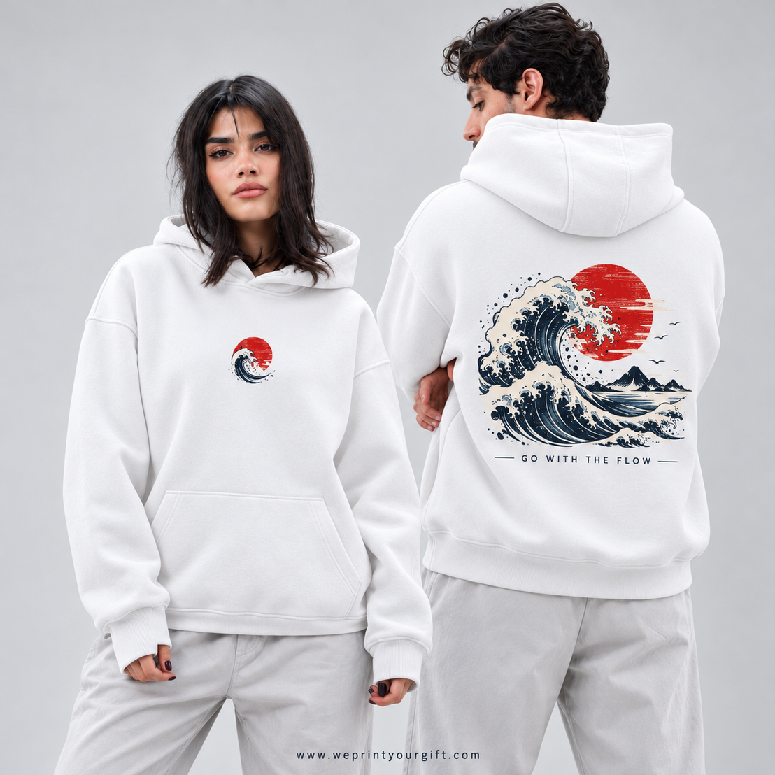 Unisex "Go With The Flow" Hoodie - Premium Melton Cotton