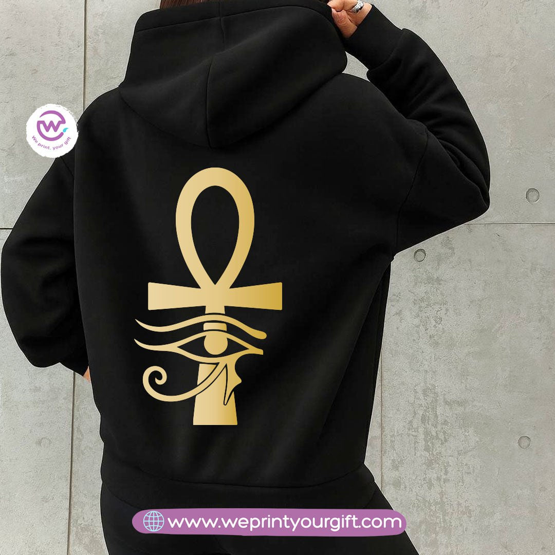 Pharaonic Gold Print Hoodie – Cotton Melton Unisex