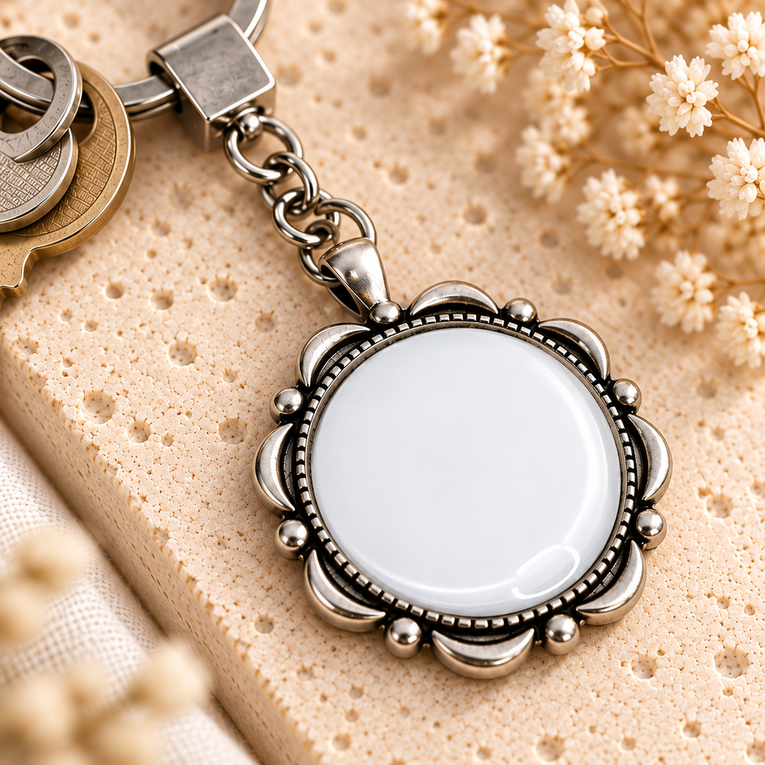 Glass Dome Metal Keychain | 4 Unique Shapes - Customization Options