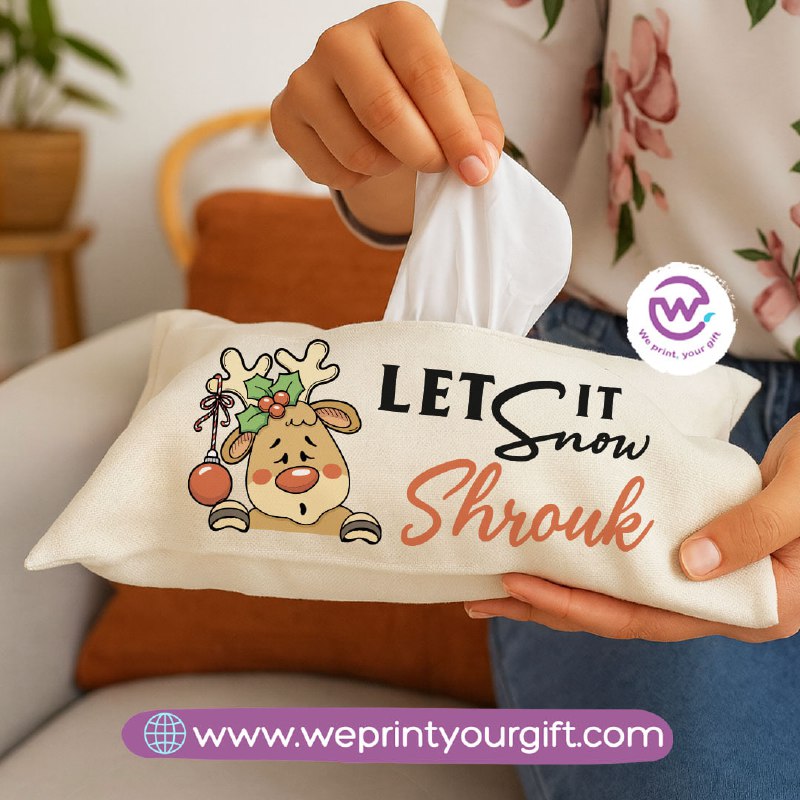 Personalized Fabric Tissue Holder – Christmas Designs