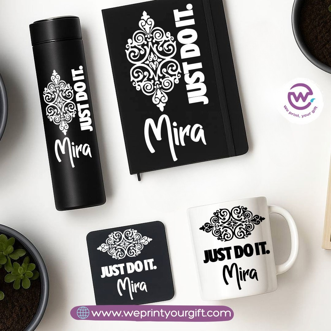 Personalized Motivational Gift Set with Name – 4 Pieces (Black Edition)