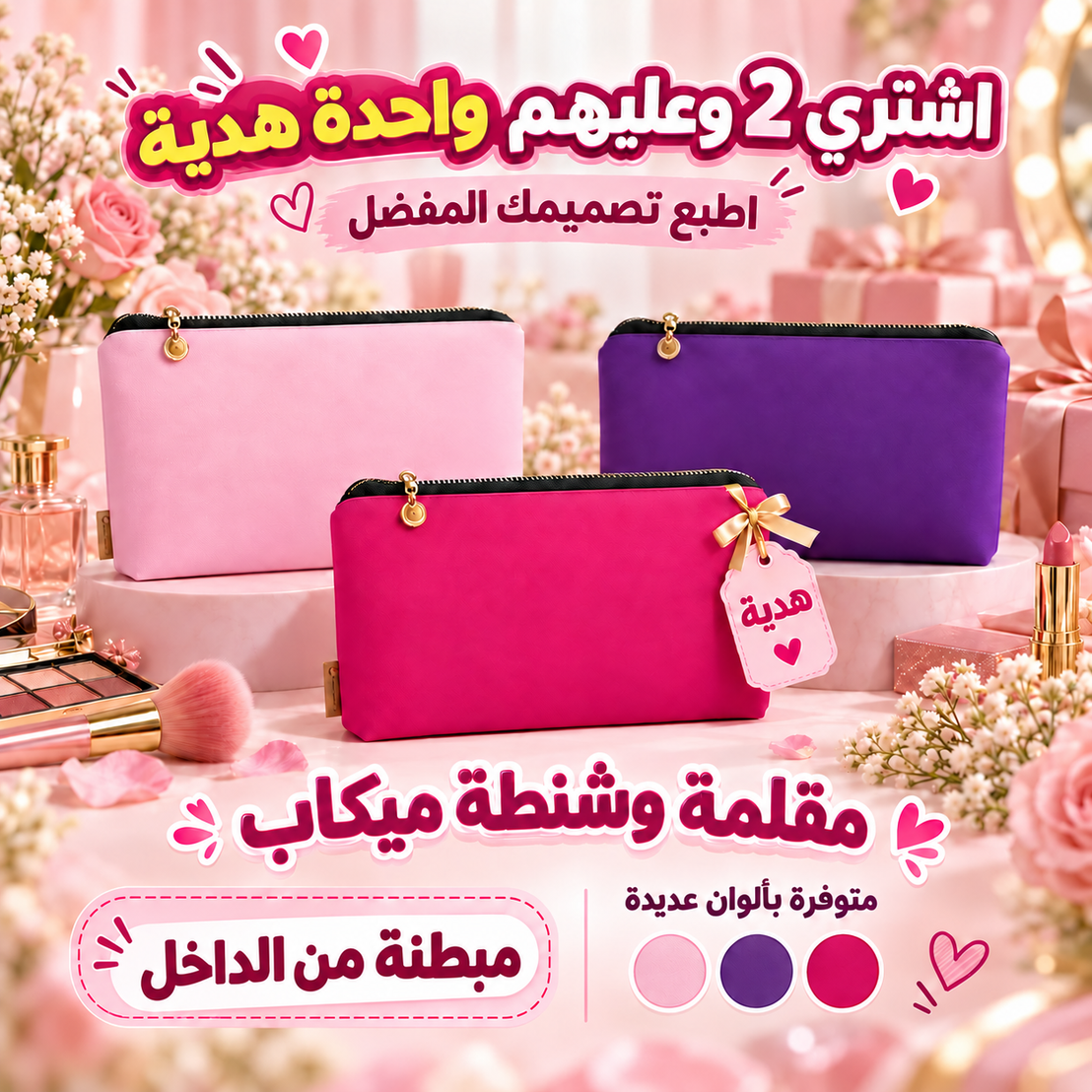 Makeup Bag & Fabric Pencil Case -With Inner Lining  - Buy 2 Get 1 Free
