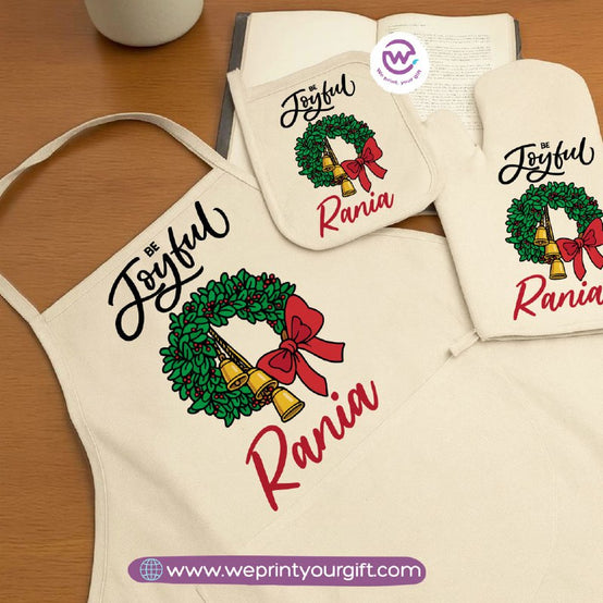 Christmas Kitchen Set – Apron, Oven Glove & Handle Holder-3 Pieces