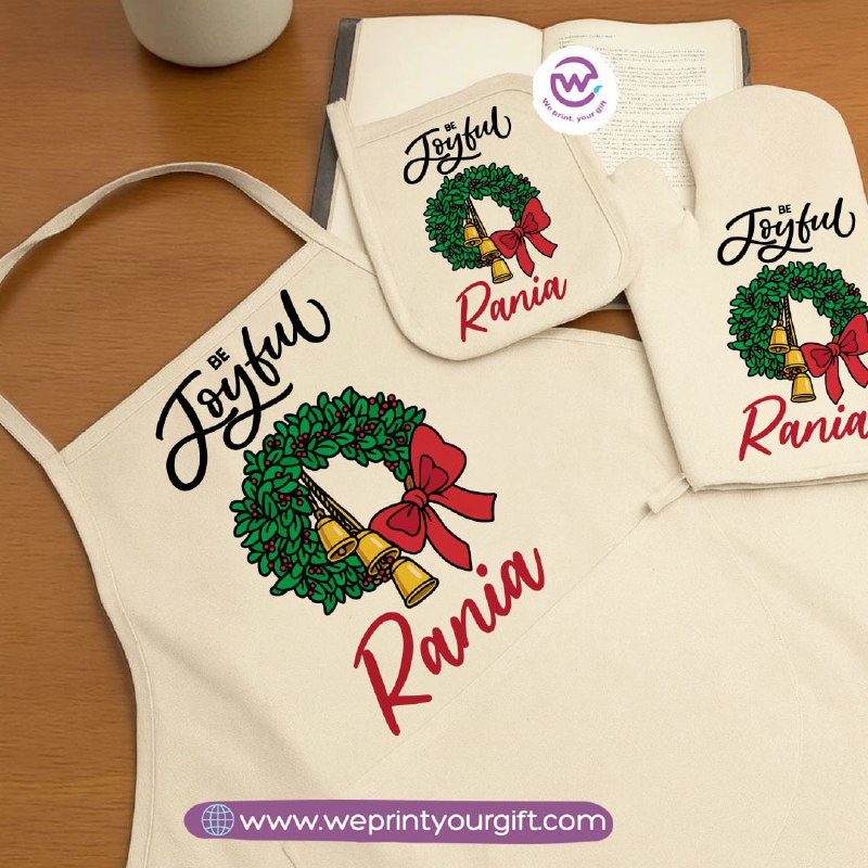 Christmas Kitchen Set – Apron, Oven Glove & Handle Holder-3 Pieces