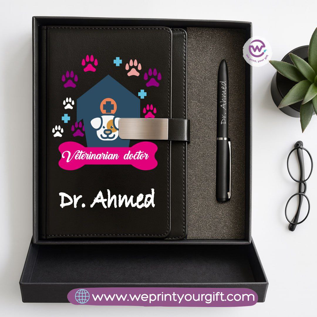 Personalized Leather Notebook & Engraved Pen Gift Box – Career Collection