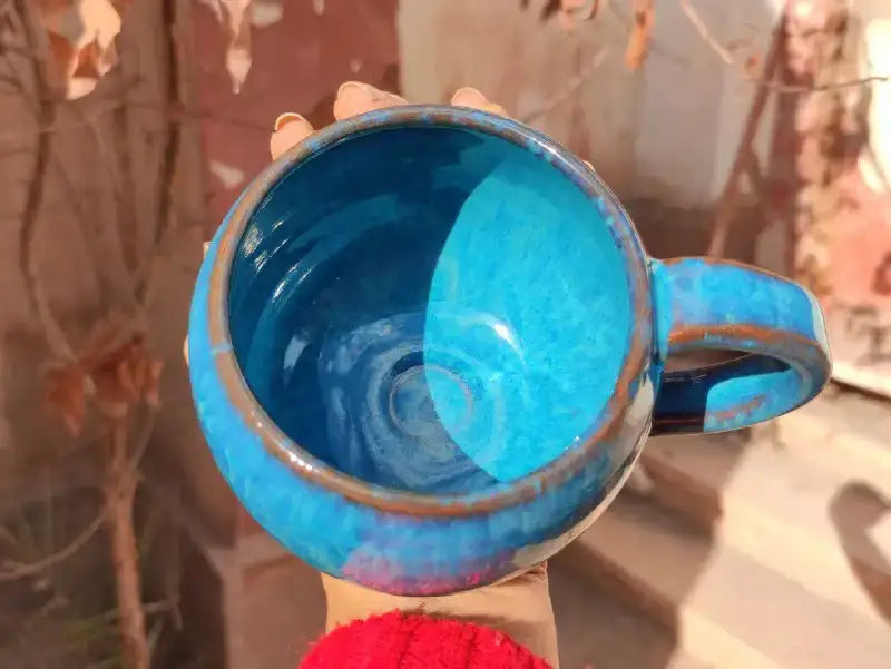 Vintage Blue Pottery Mug-350 ml - Customization Options - WE PRINT