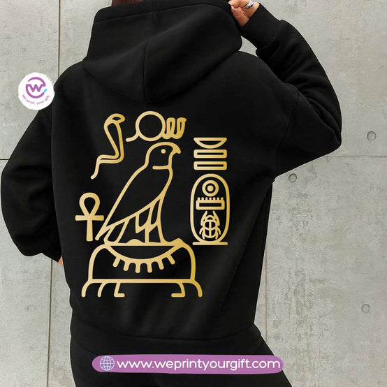 Pharaonic Gold Print Hoodie – Cotton Melton Unisex
