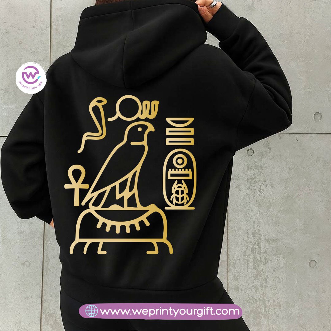 Pharaonic Gold Print Hoodie – Cotton Melton Unisex
