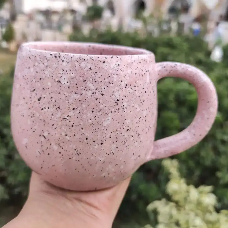 Pink Marble Pottery Mug - 300 ml - Customization Options - WE PRINT
