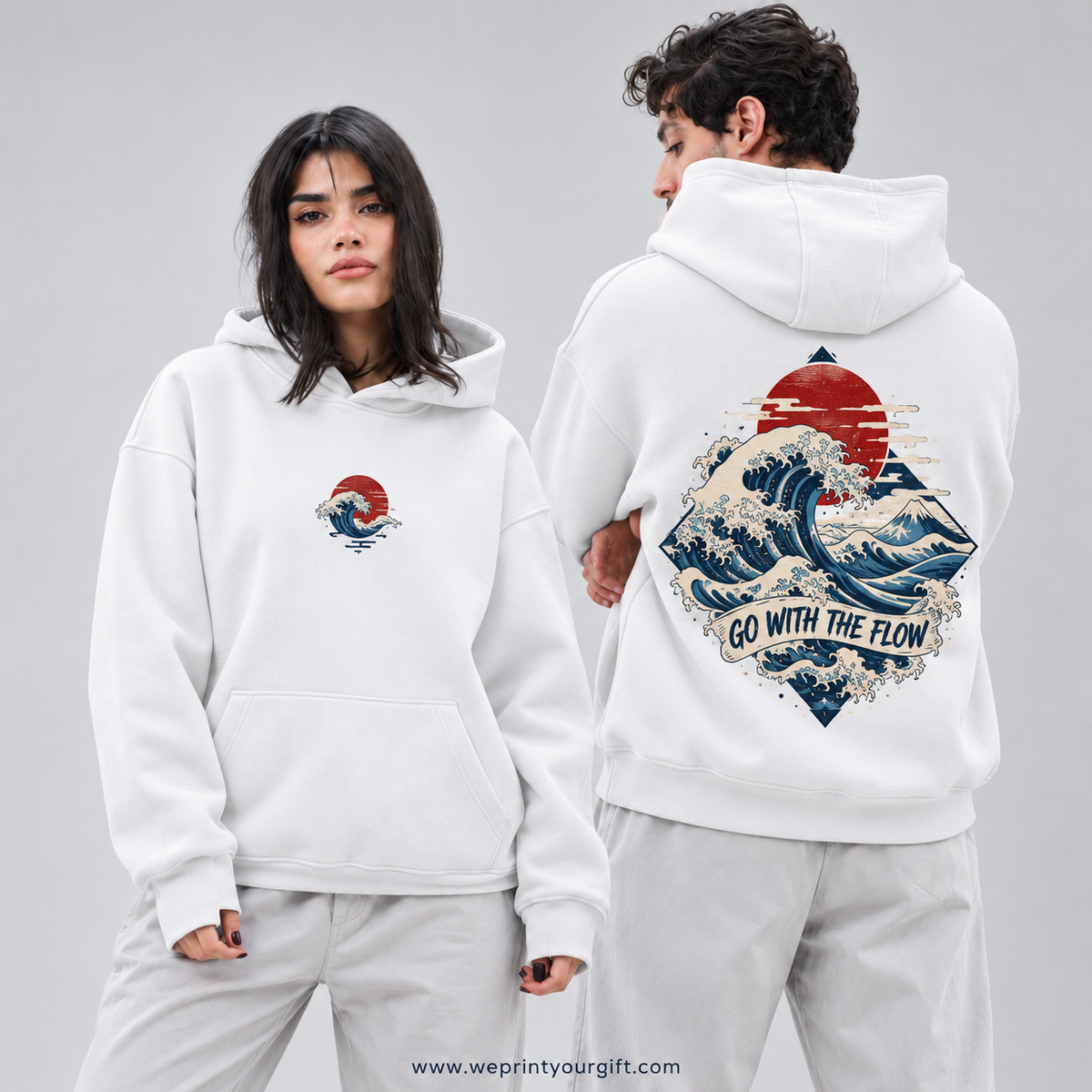 Unisex "Go With The Flow" Hoodie - Premium Melton Cotton