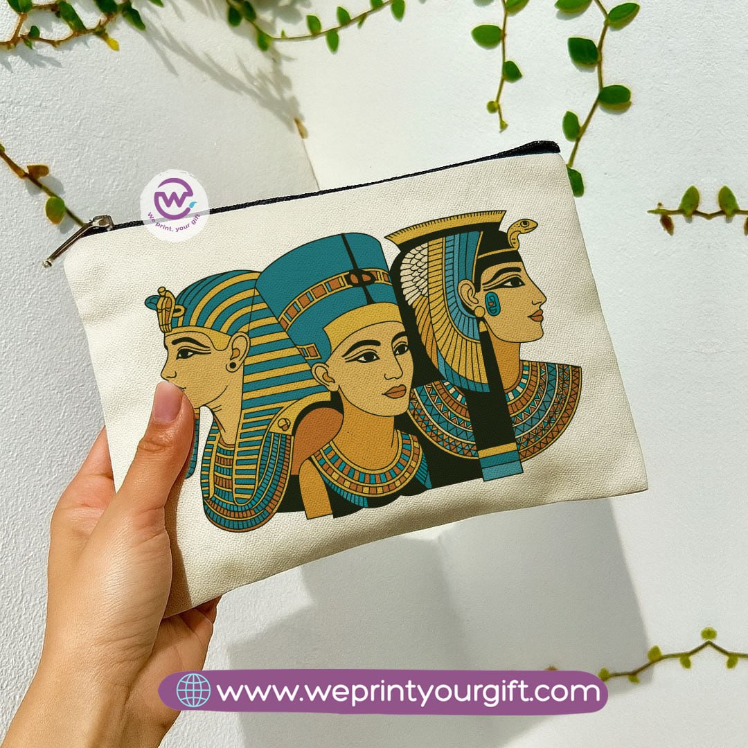 Pharaonic Egyptian Makeup Bag & Pencil Case – Artistic Cotton Pouch Inspired by Ancient Egypt