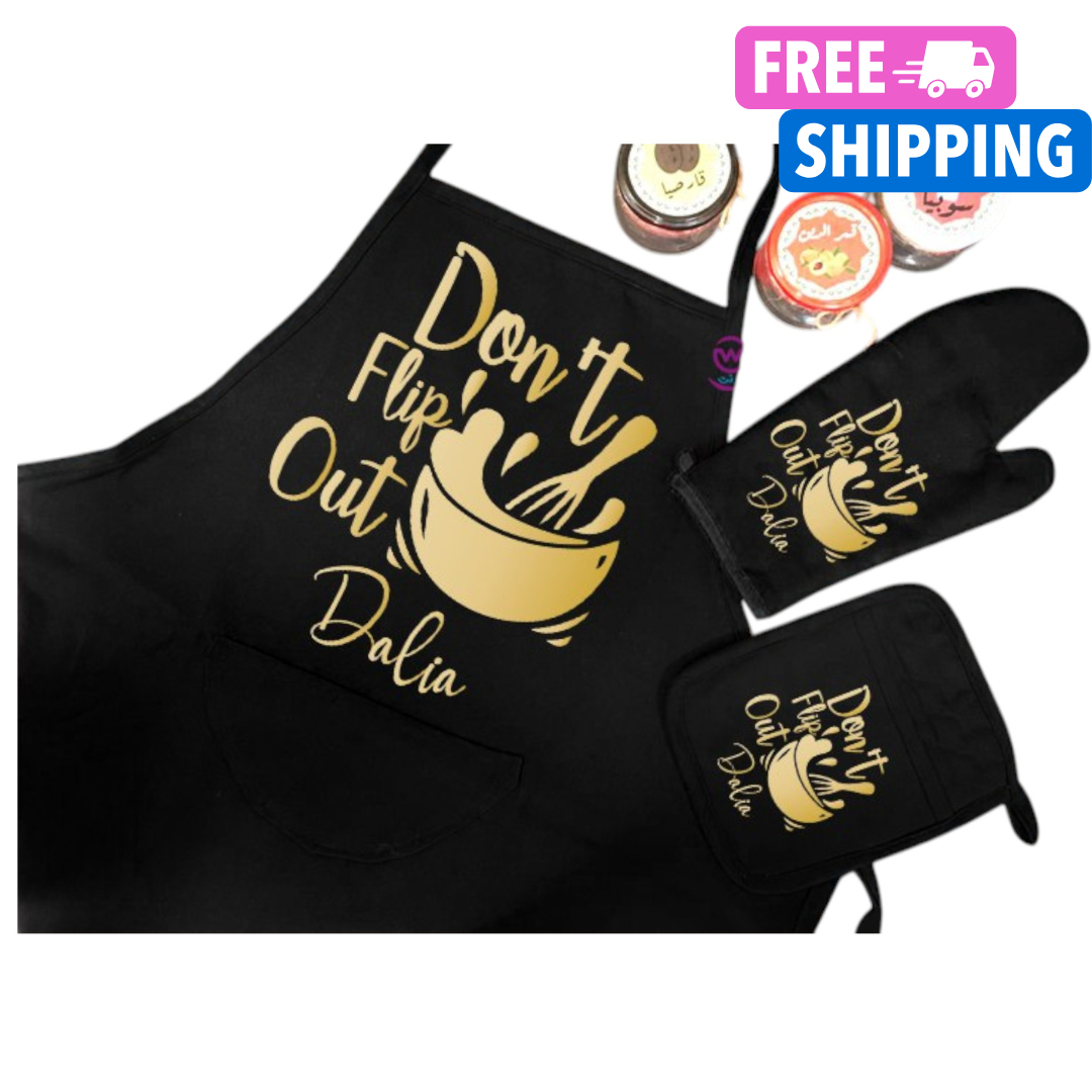 Personalized Kitchen Apron Set -3 Pieces -A