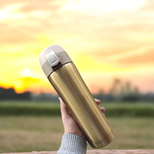 Thermal Mug With lock -Gold-Customization Option