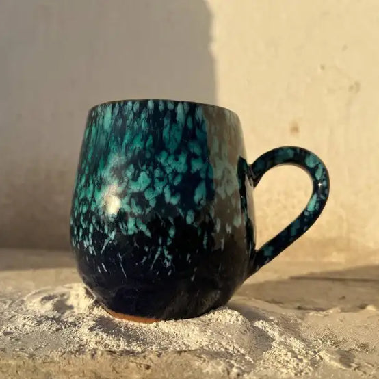 Black & Green Galaxy Pottery Mug – 400 ml - Customization Options - WE PRINT