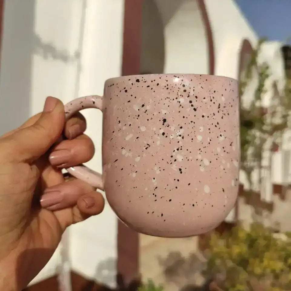 Pink Marble Pottery Mug - 300 ml - Customization Options - WE PRINT