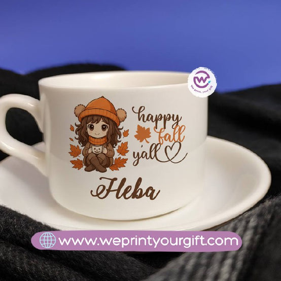 Personalized Coffee Cup with Saucer – One Art Design Collection