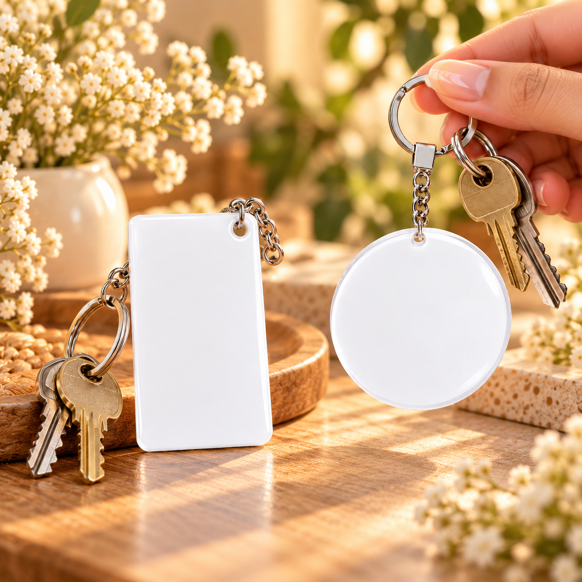Clear Acrylic Keychain | Create Your Own Design (Round / Rectangle) -Customization Options - We Print Your Gift - وي برنت يور جيفت