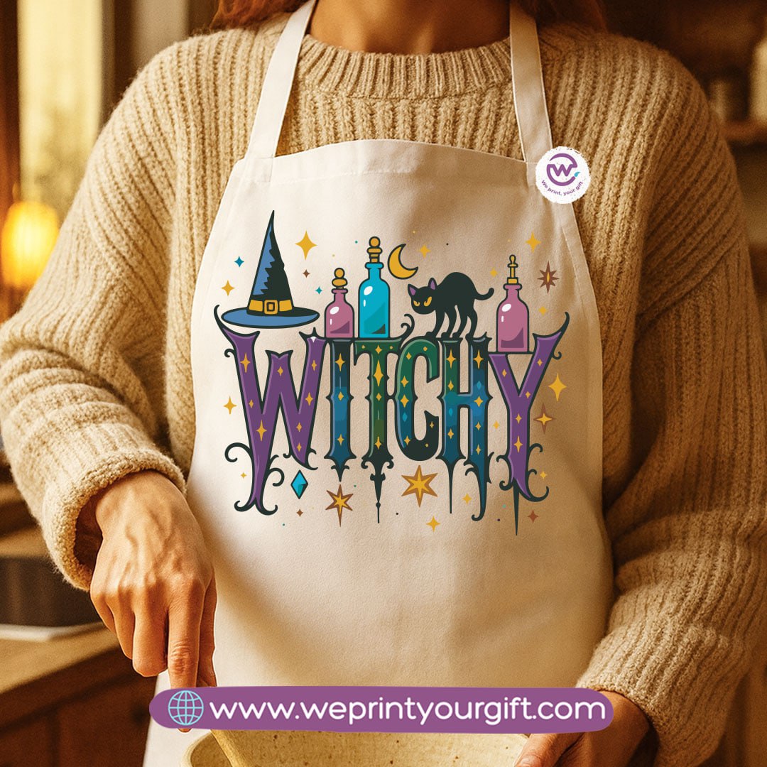Spooky Halloween Apron – Custom Heavy Cotton Kitchen Apron with Front Pocket