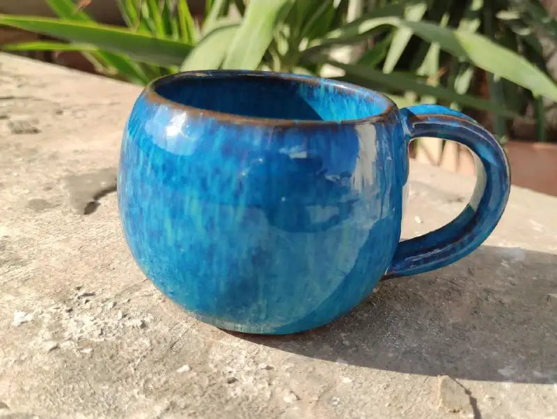 Vintage Blue Pottery Mug-350 ml - Customization Options - WE PRINT