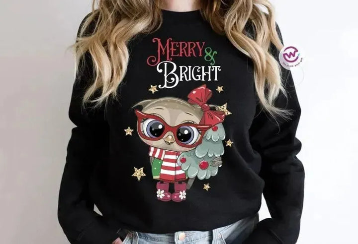 Adult Hoodies - Christmas -Owl - WE PRINT