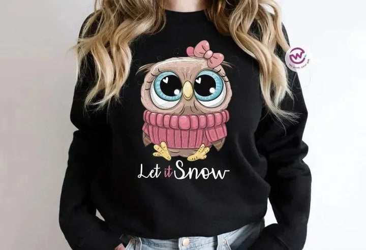 Adult Hoodies - Christmas -Owl - WE PRINT